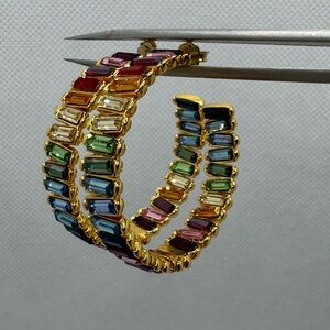 🌈 Melissa Lovy Baby Serena Hoop Earrings Rainbow Crystals